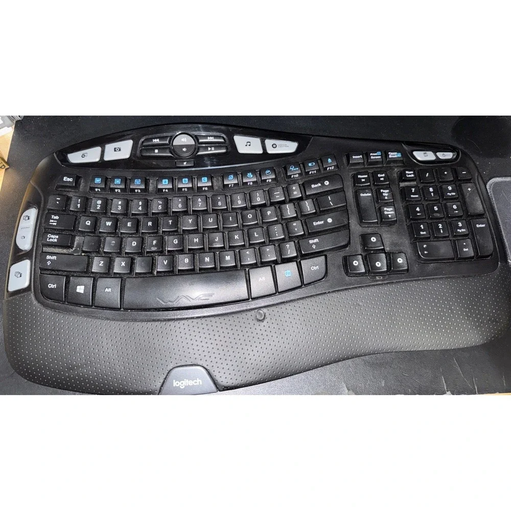 Logitech K350 Wireless Keyboard Ergonomic Comfort Wave Black No Dongle Untested
